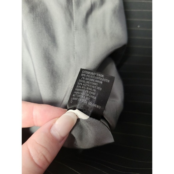 Tahari Pinstripe Double Breasted Black Blazer Jacket 10 Charcoal - Picture 12 of 13